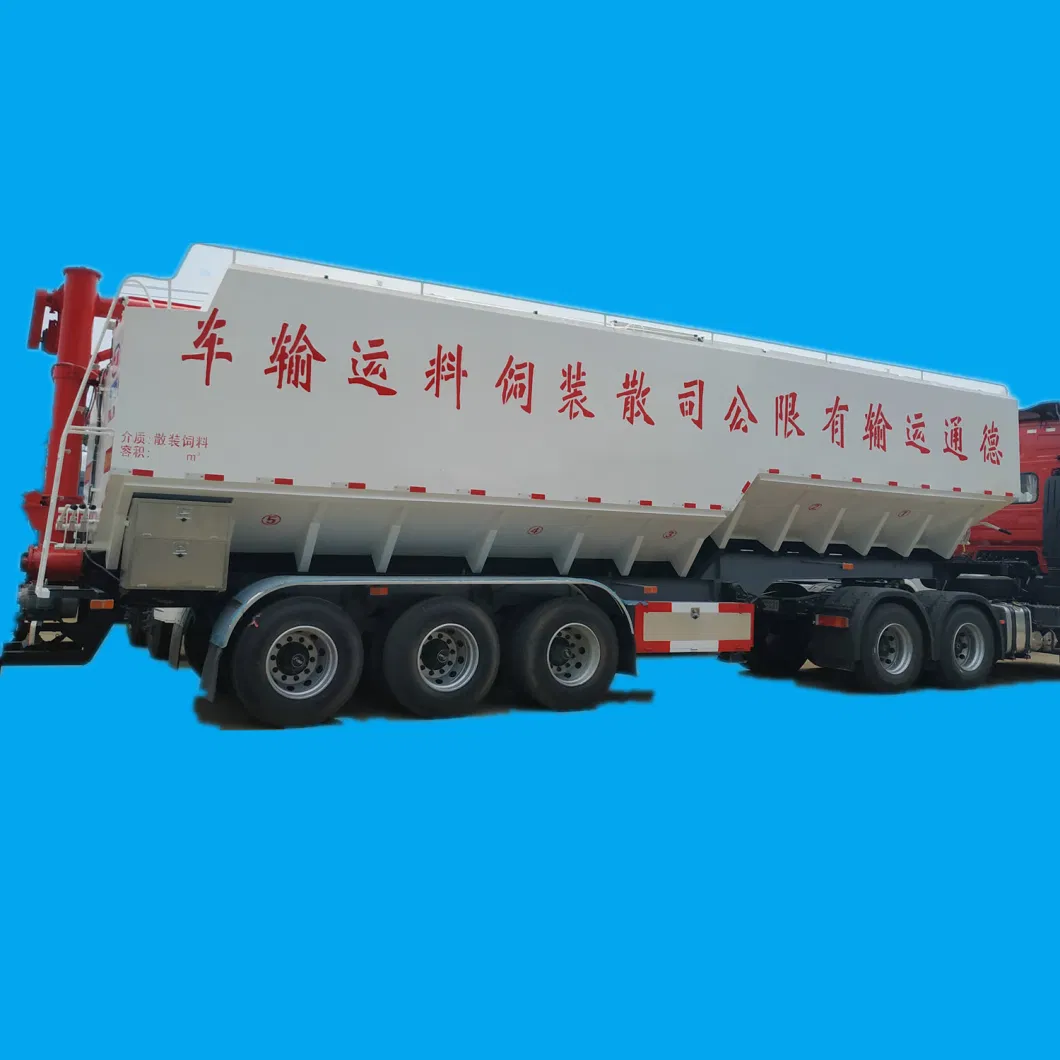 Tri Axles 60cbm Tank 33ton Bulk Feed Truck Semi-Trailer Hydraulic System for Livestock Chicken Duck Goose Feed Transport