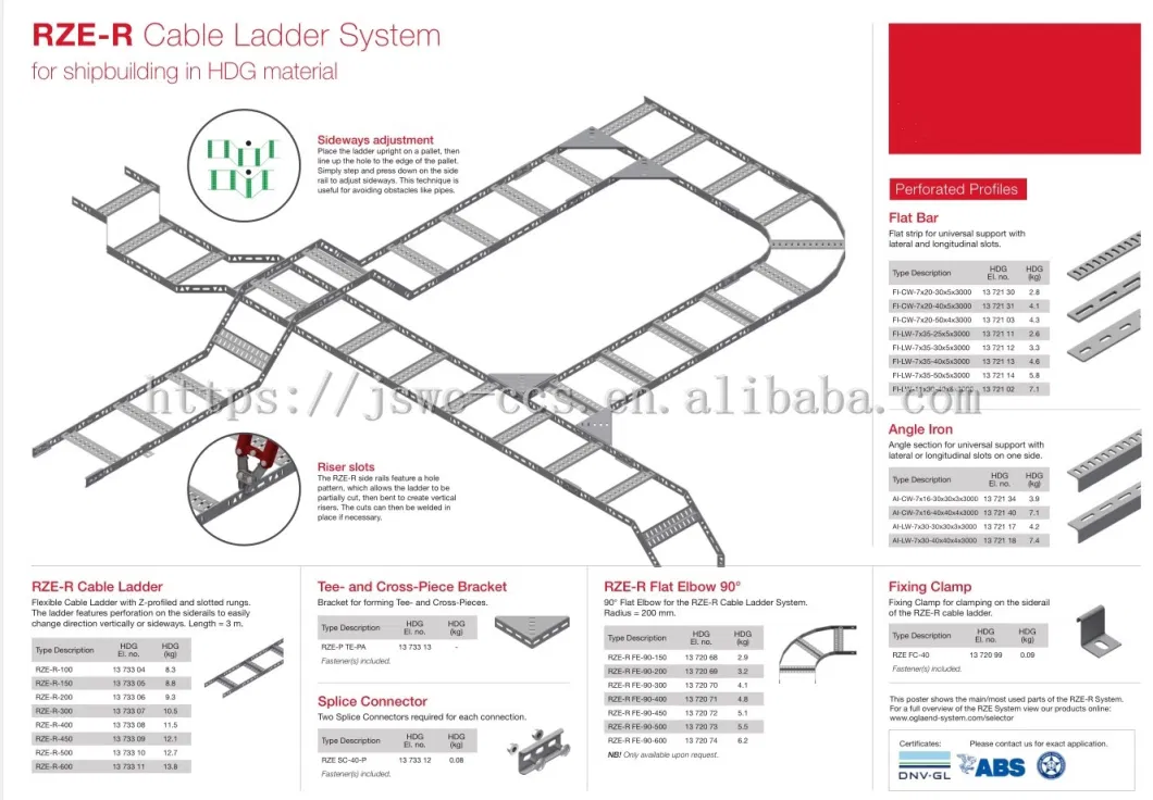 Outdoor Fire Rated Proof Cable Ladder Rack Zinc Coated 80um Tray Support Systems Price List 2019 with Various Dimensions