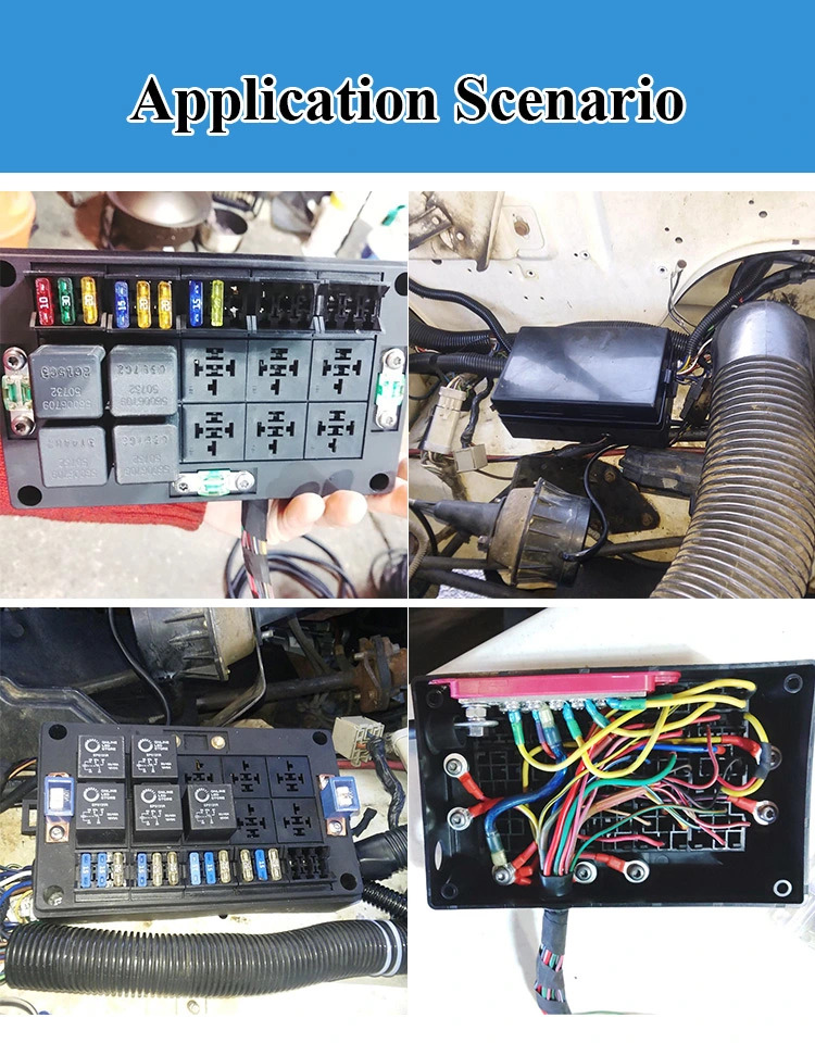 12 Way 6 Slots Customisable Dustproof Fuse Box Relay Module with Terminal Metallic 4 or 5 Pins 6 Fuses 6 Relays for Heavy Duty