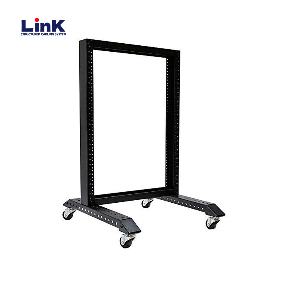 Open Frame Server Rack Network Equipment Rack with Casters, Levelers, Cable Management