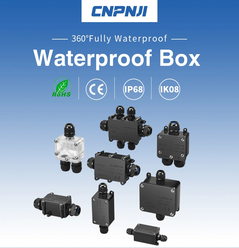 Outdoor Wire Terminal Junction Box Connector IP68 Black Plastic Waterproof Cable Enclosure