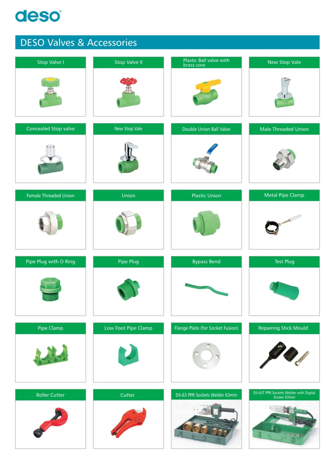 Deso Factory Plumbing Materials PPR Fitting Socket Tee Elbow All Size PPR Pipe Fittings