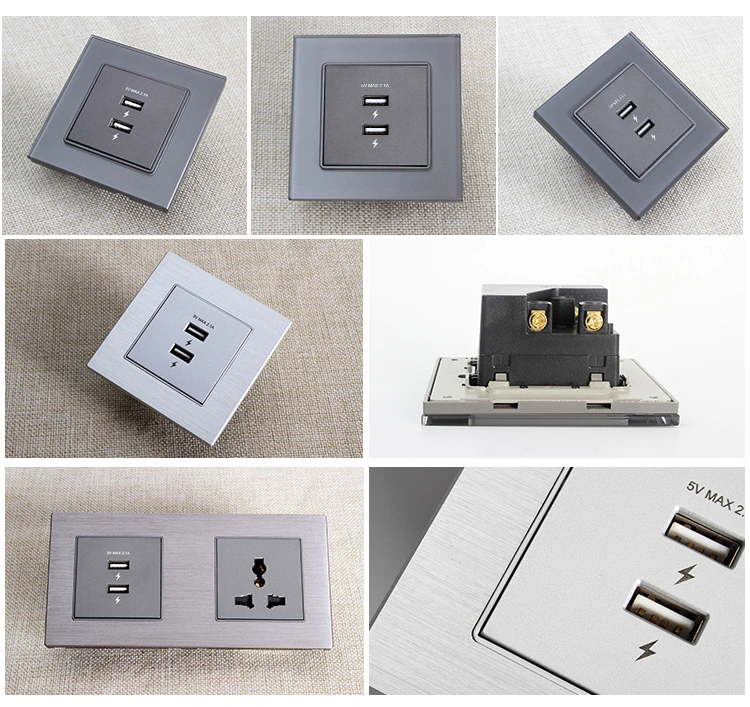 2 Port Type USB Interface Outlet UK Standard Hotel Double Wall Socket