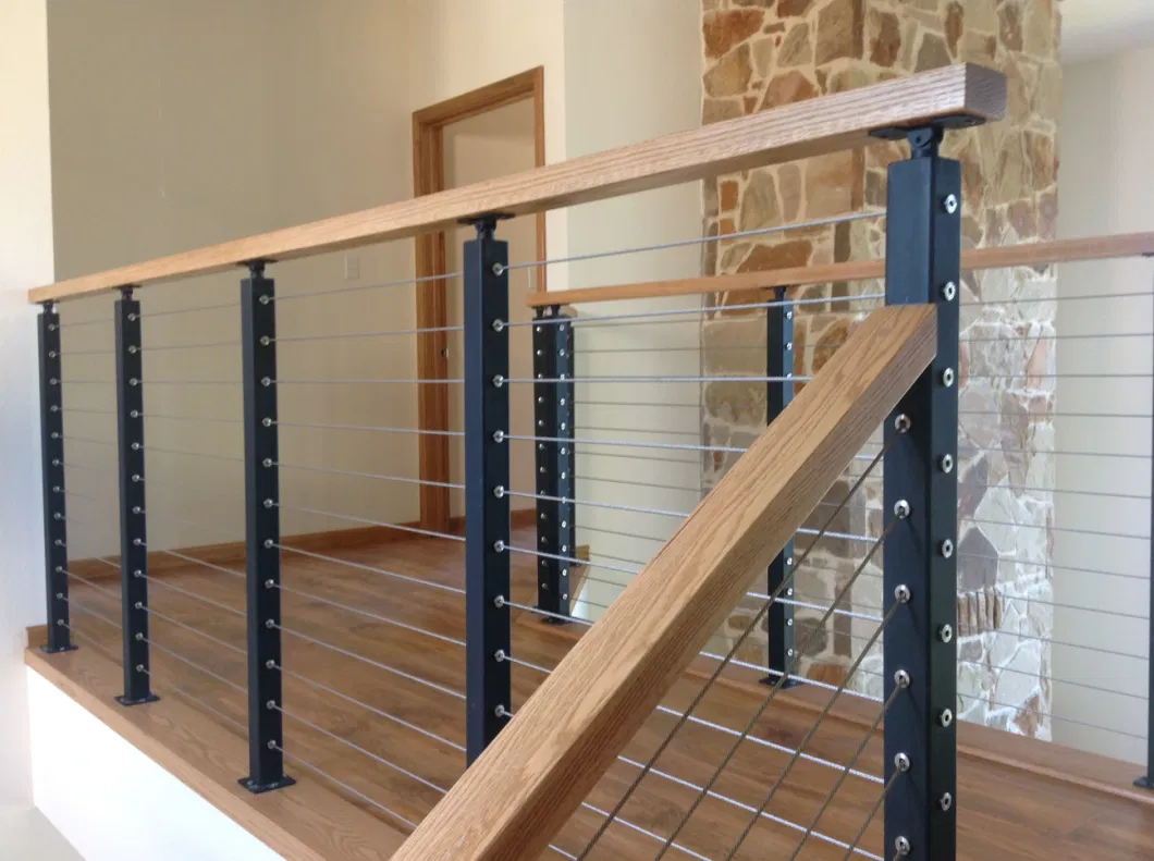 Outdoor Balustrade Stainless Steel Post Cable Deck Railing with Metal Handrail