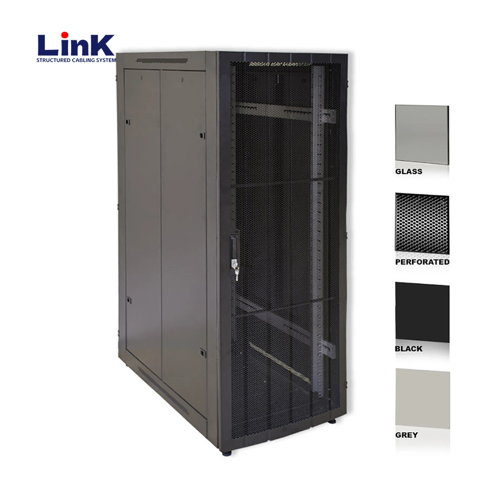 Dual Server Cabinet Rack Bank with Lockable Swing-out Doors and Integrated Cable Management