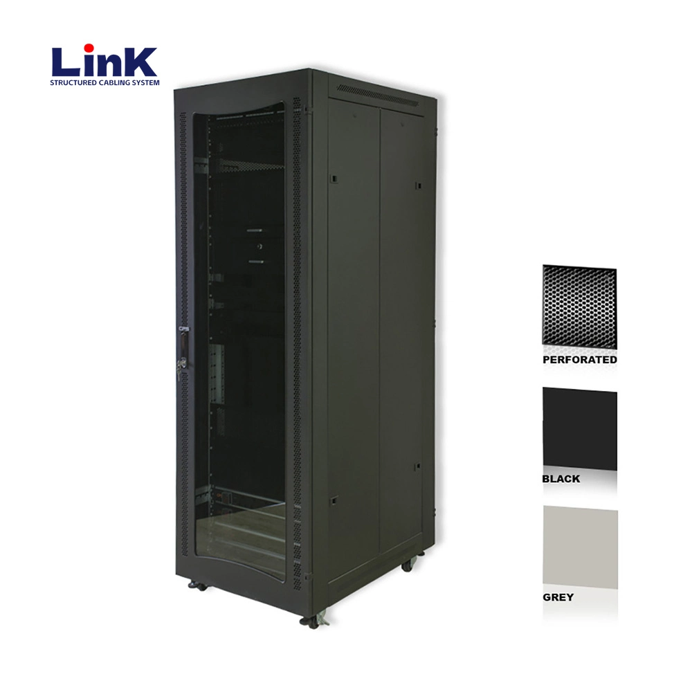 Dual Server Cabinet Rack Bank with Lockable Swing-out Doors and Integrated Cable Management