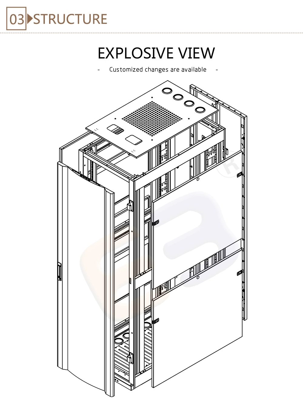 19&prime;&prime; Data Rack with Mounting Rail for Cable Management