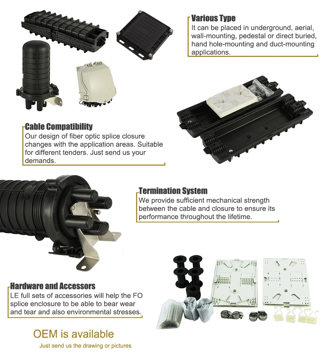 Fiber Optic Splice Closure Box for Optic Cable Joints IP68 PP 24 48 Port Enclosure Fiber Optic Splice Closure