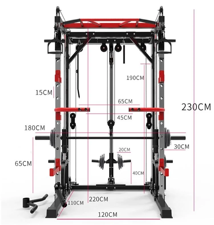 Home Body Building Cable Crossover Multifunctional Power Cage Squat Rack with Weight Lifting Training Gym Smith Machine