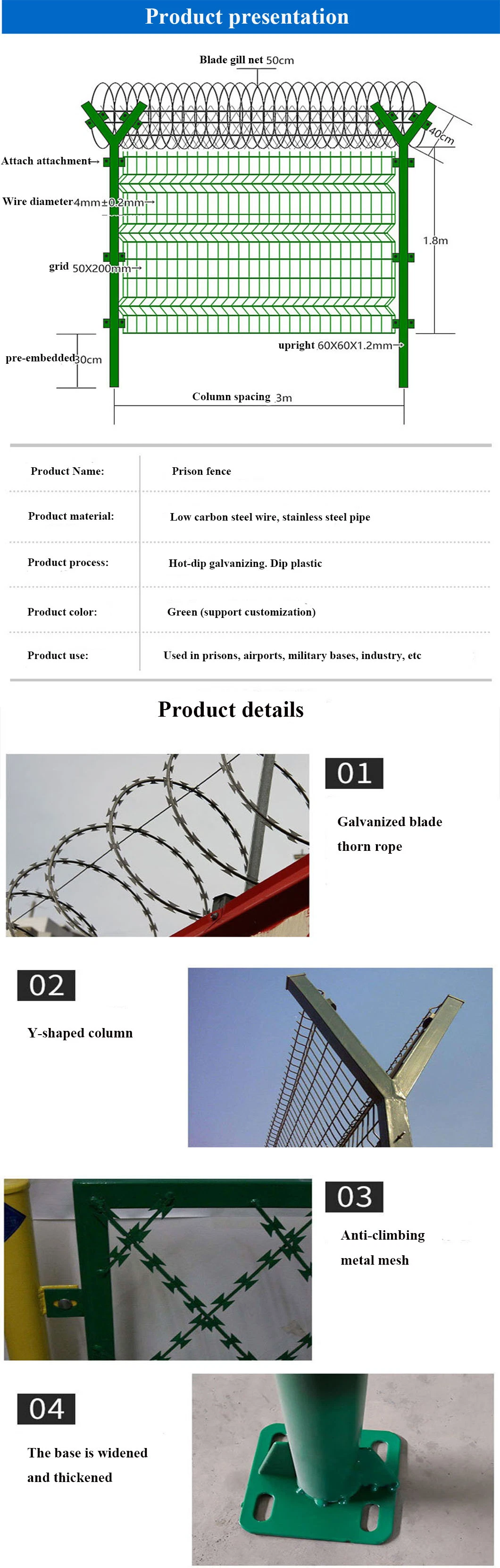 Anti Intrusion Concertina Razor Barbed Wire for Fence Waterproof Airport Fence Prison Fence