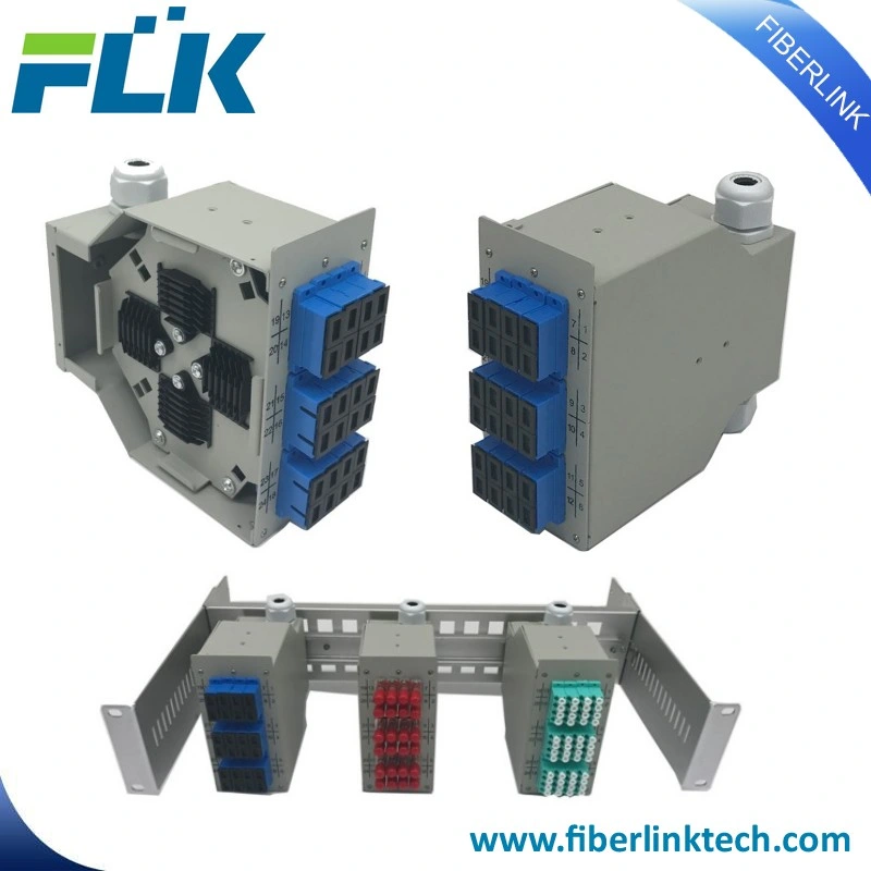 Mini Patch Panel ODF 24*Sc Ports LC FC St DIN Rail Mounted Splice Closure Junction Metal Fiber Terminal Box