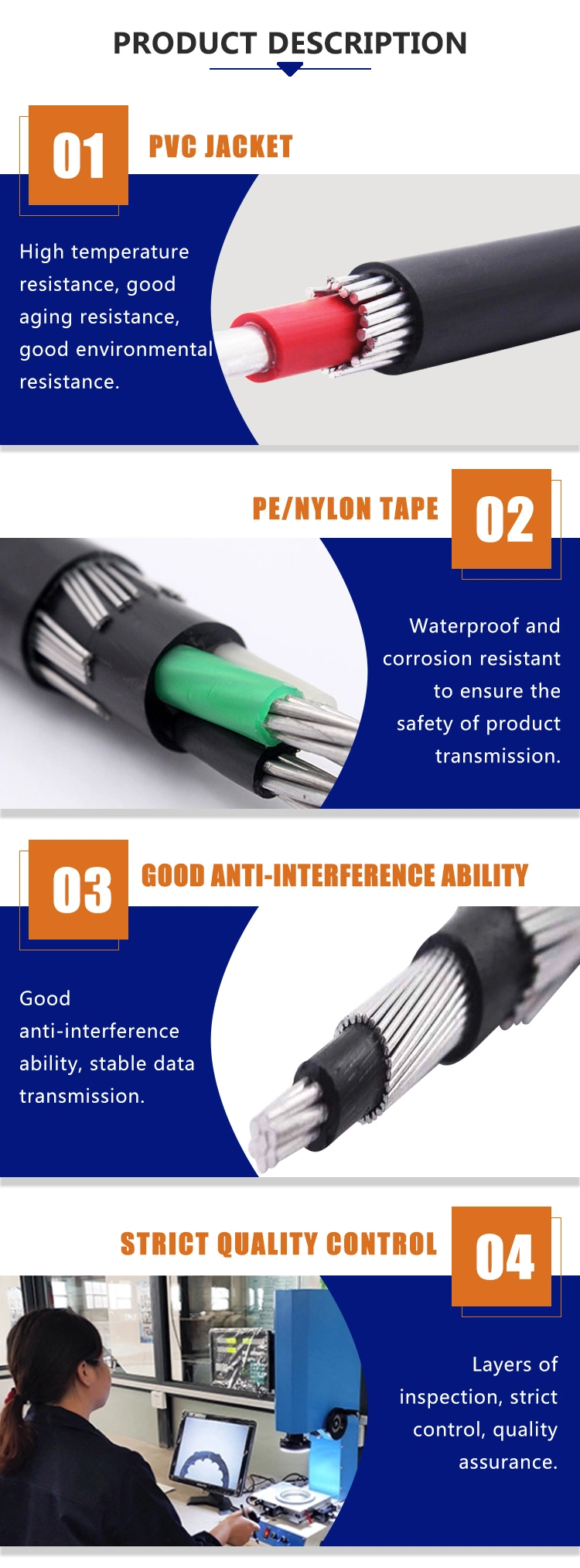 Multi-Core Service Cable with UL854 Approved Seu Aluminum Copper with Factory Price PVC XLPE Cables