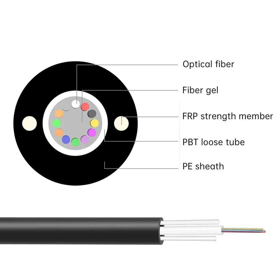 2 4 6 8 12 Core GYFXTY Fiber Optic Cable with FRP G652D G657A