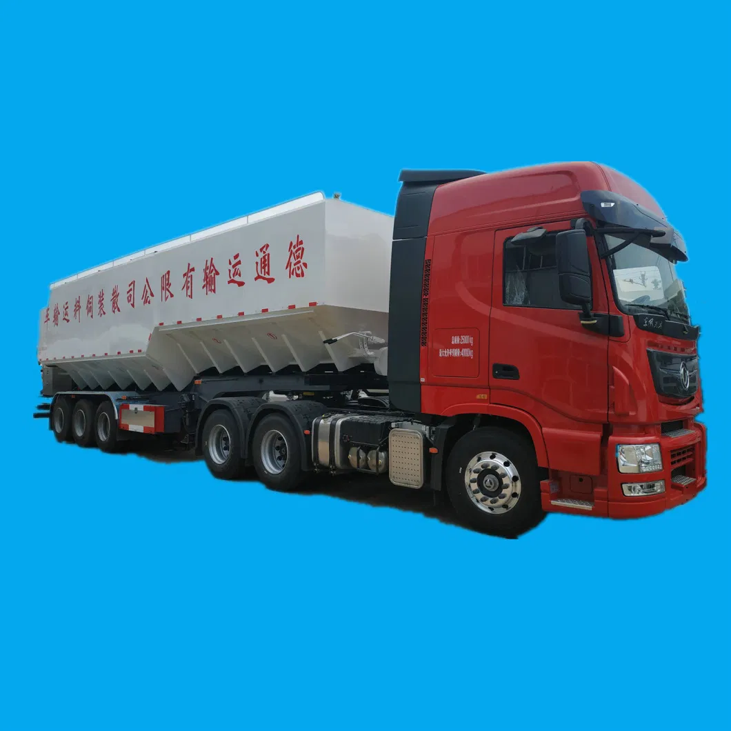 Tri Axles 60cbm Tank 33ton Bulk Feed Truck Semi-Trailer Hydraulic System for Livestock Chicken Duck Goose Feed Transport