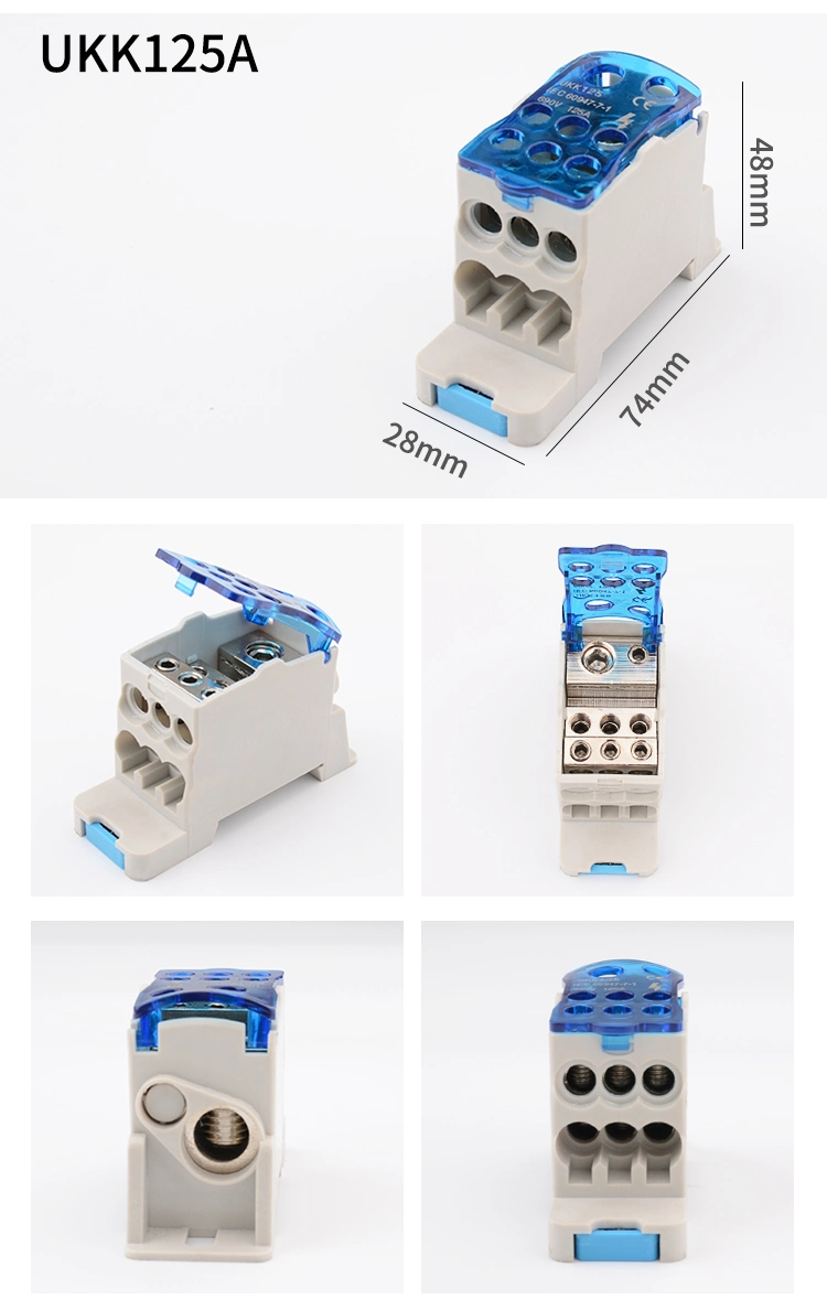 DIN Rail Distribution Box Block One in Multiple out Ukk 80A Power Universal Electric Wire Connector Junction Box Terminal Block