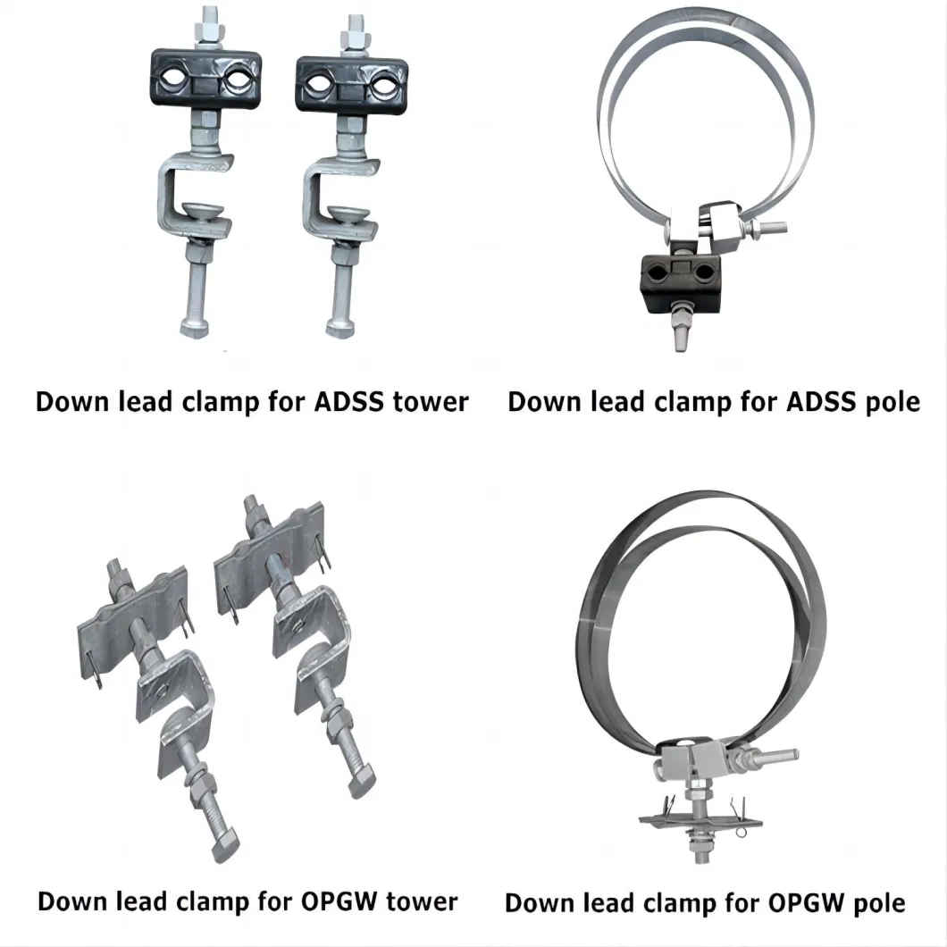 Pole Tower Fixing Down Lead Clamp for ADSS Opgw Cable Downlead Clamp