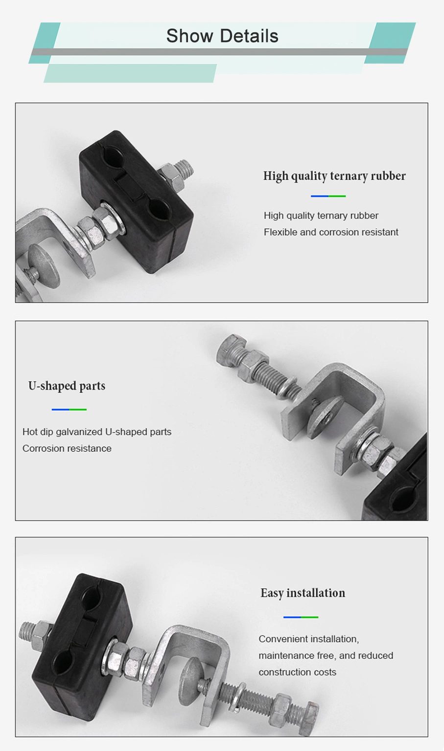 Tower Fiber Optic Suspension Tension Fittings Power Accessories Clamp