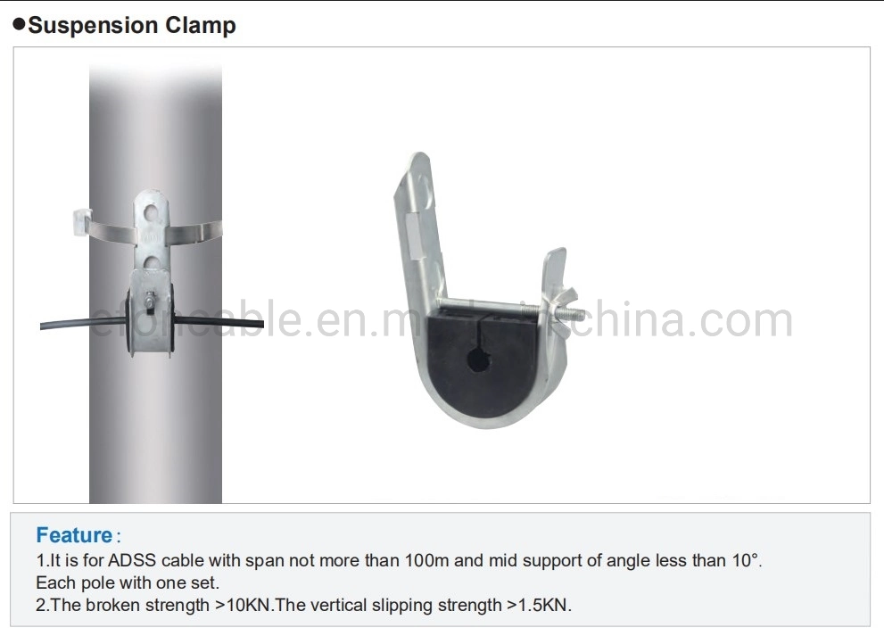 Overhead Line J Hook 5mm 8mm Round Fiber Optic Cable Suspension Clamp