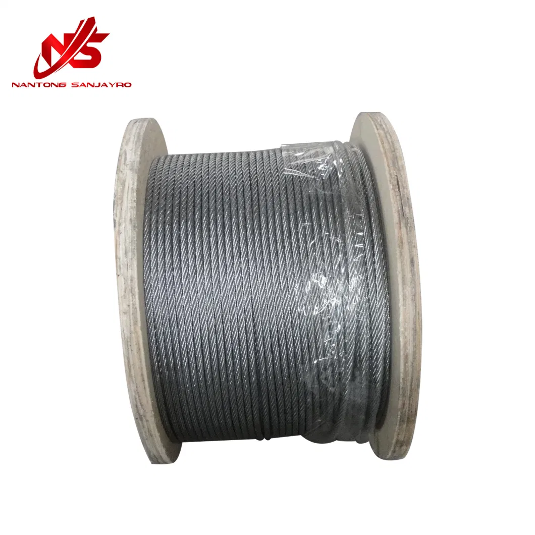 Electric Galvanized 6X24+7FC Fiber Core 33 Yds Roll Package Steel Wire Rope Soft Cables