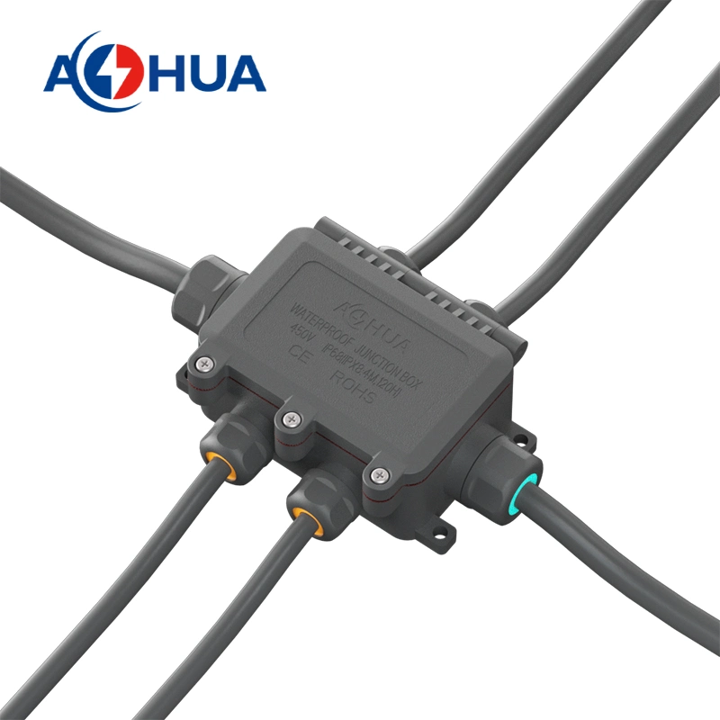 Outdoor LED Underground Lamp Cable Connection Solution M20 2p 3p 4p Six-Way Electrical Wire Connector IP68 Plastic Waterproof Junction Box with Screw Terminal