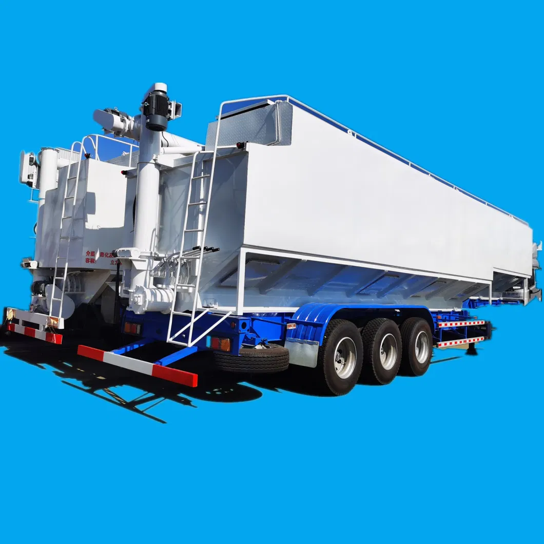 Tri Axles 60cbm Tank 33ton Bulk Feed Truck Semi-Trailer Hydraulic System for Livestock Chicken Duck Goose Feed Transport