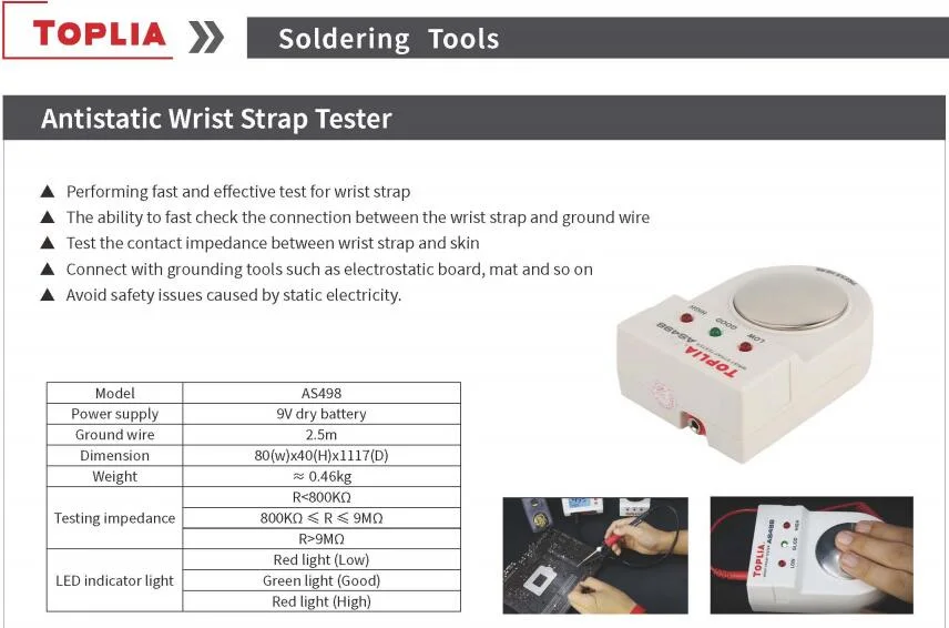 Uni-T Toplia As498 Antistatic Tester - Wrist Strap Grounding Wire