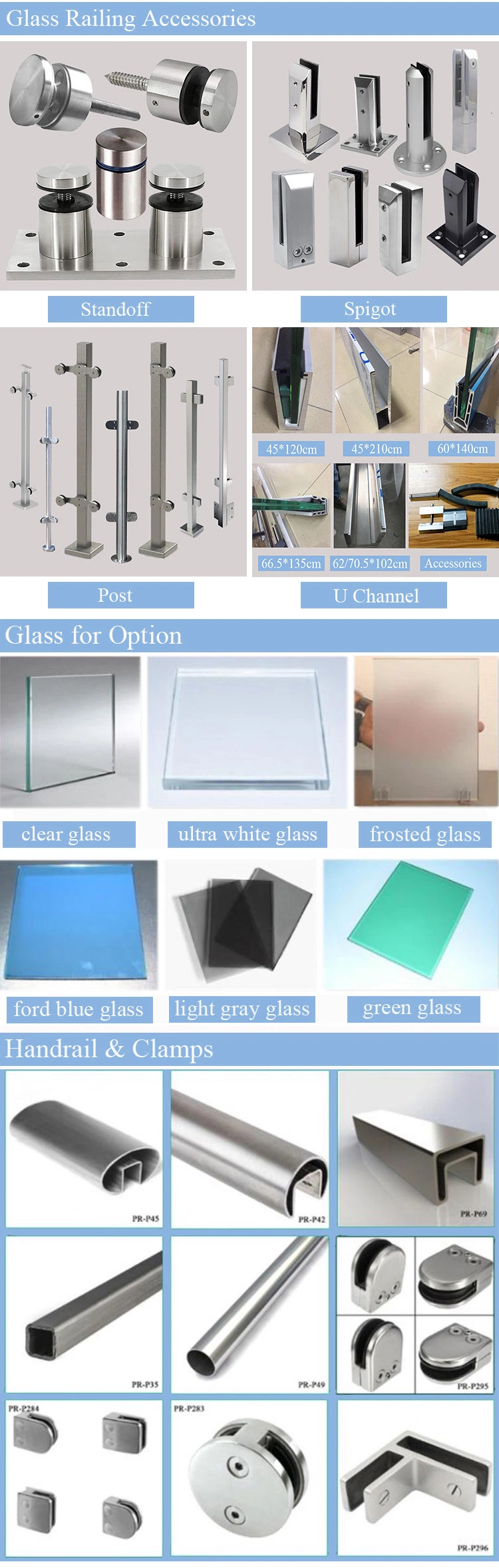 Flexible Glass Standoff Glass Railing Hardware Stainless Steel