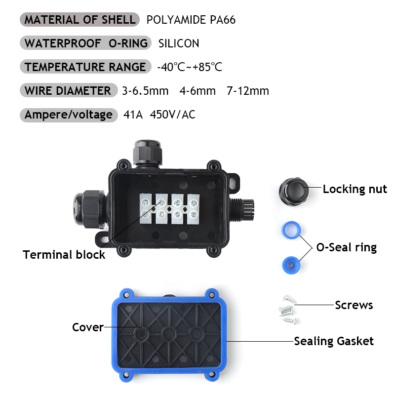 Easy to Install Waterproof Electrical Terminal Wiring 1 in 2 out Junction Box