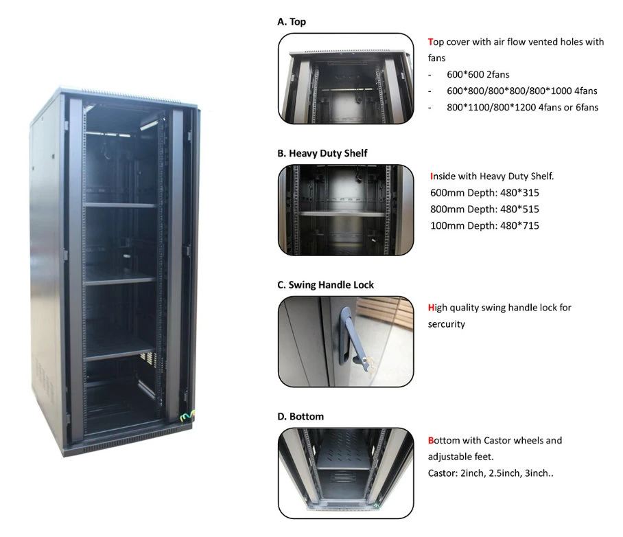 800mm Width Server Rack with 2 PCS Vertical Cable Management