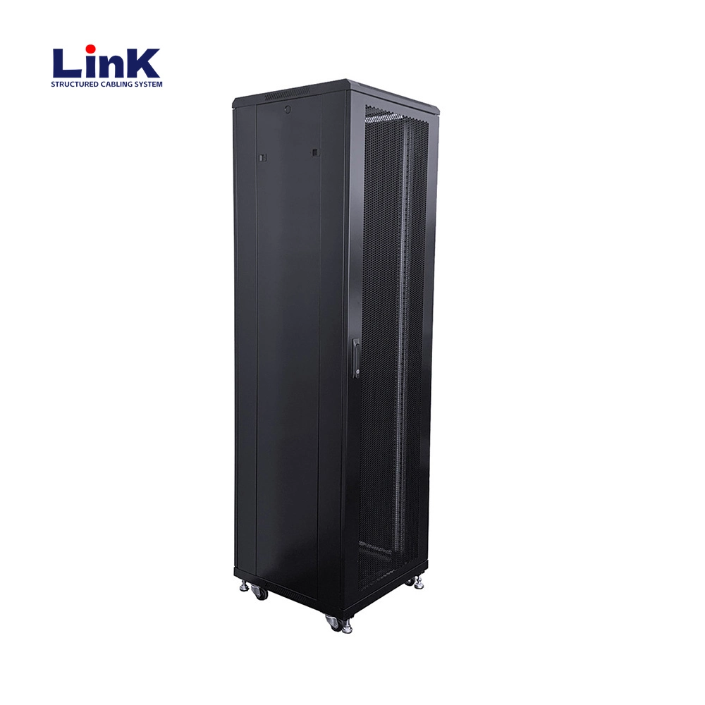 Dual Server Cabinet Rack Bank with Lockable Swing-out Doors and Integrated Cable Management