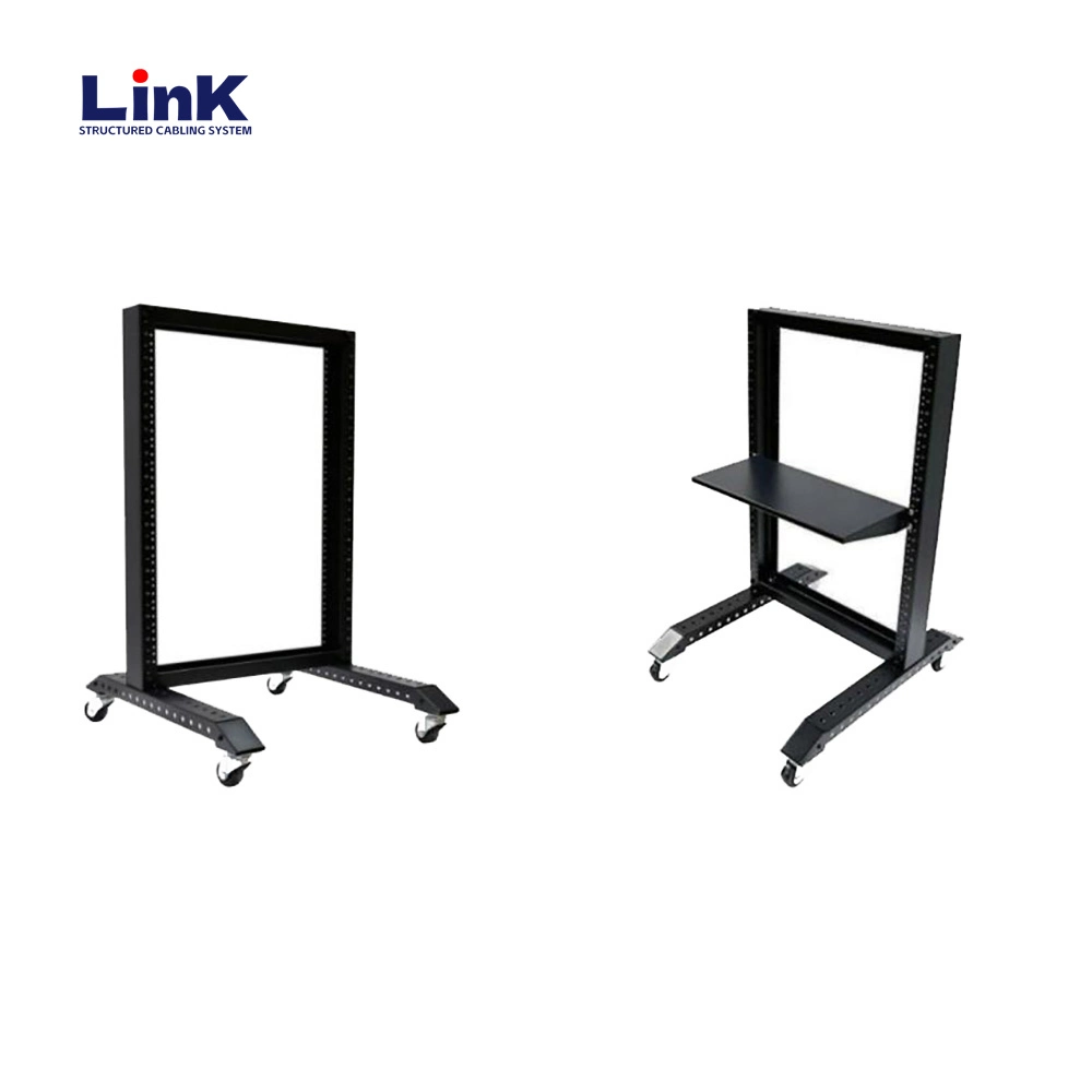 Open Frame Server Rack Network Equipment Rack with Casters, Levelers, Cable Management