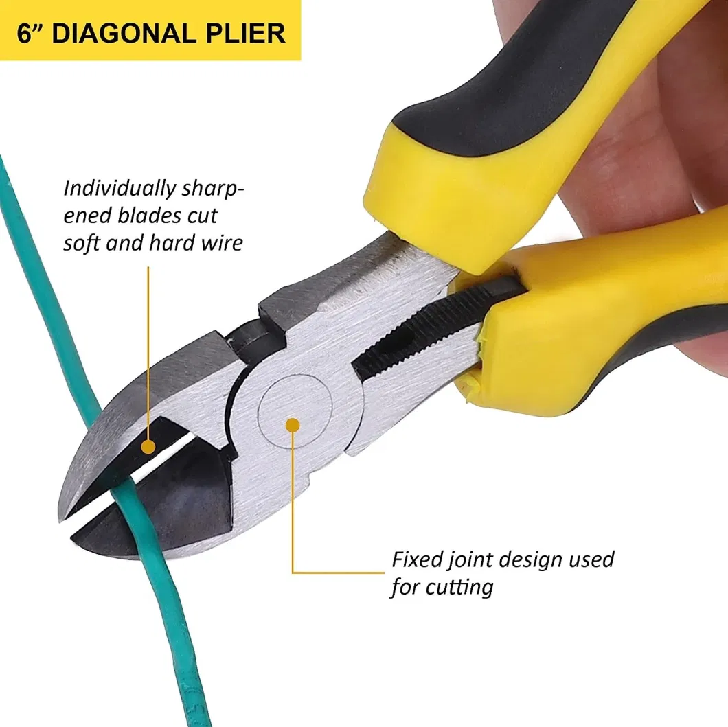 Professional Hand Tools 5-Piece Pliers Set with Sharp Blades &amp; Non-Skid Handles for Tradesman, Artisans, Diyers