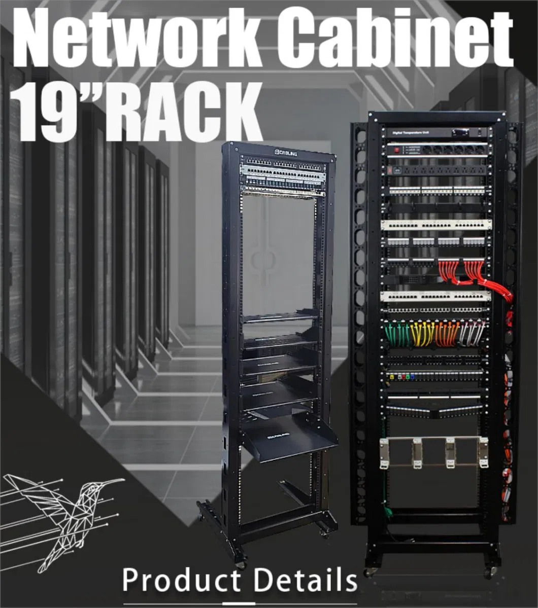 Gcabling SPCC Steel 4 Pole 20u to 42u Network Cabinet Rack 19 Inch Rack