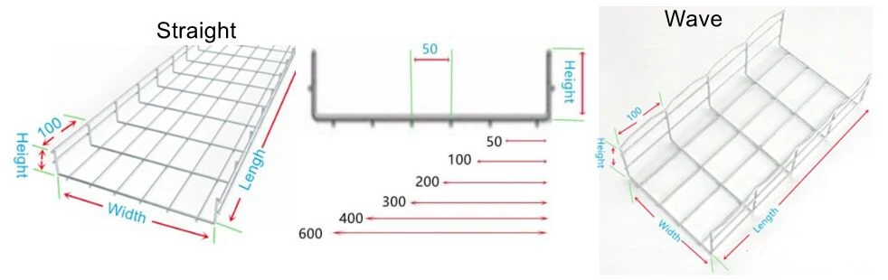 Flexible Stainless Steel Metal Wire Mesh Cable Tray Ladder Types Perforated Cable Tray Trunking Trough Rack System