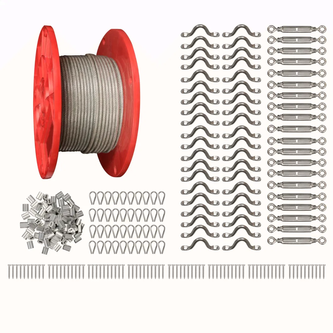 Stainless Steel Cable Railing Kit with Eye/Eye Turnbuckle; Stainless Steel Wire Blastrade Hardware