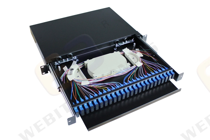 1ru Rack Mount Fiber Patch Panel Enclosure Loaded Sc Adaptors &amp; Splice Tray