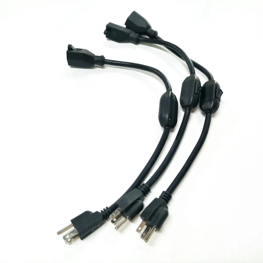 50cm Black Sjt Vm-1 3G 14AWG 5-15p to 5-15r with 306 Inline on off Switch Power Cable Wire