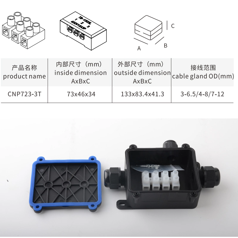 Easy to Install Waterproof Electrical Terminal Wiring 1 in 2 out Junction Box