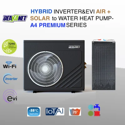  2,5~12,5kw R290 Hybrid (INVERTER+EVI) Luft +Solar zu Wasser Wärmepumpe-A4 Premium-10