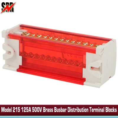 Anschlussklemmenblöcke für Sammelschiene Modell 215 125A 500V aus Messing Box mit abnehmbarer Abdeckung