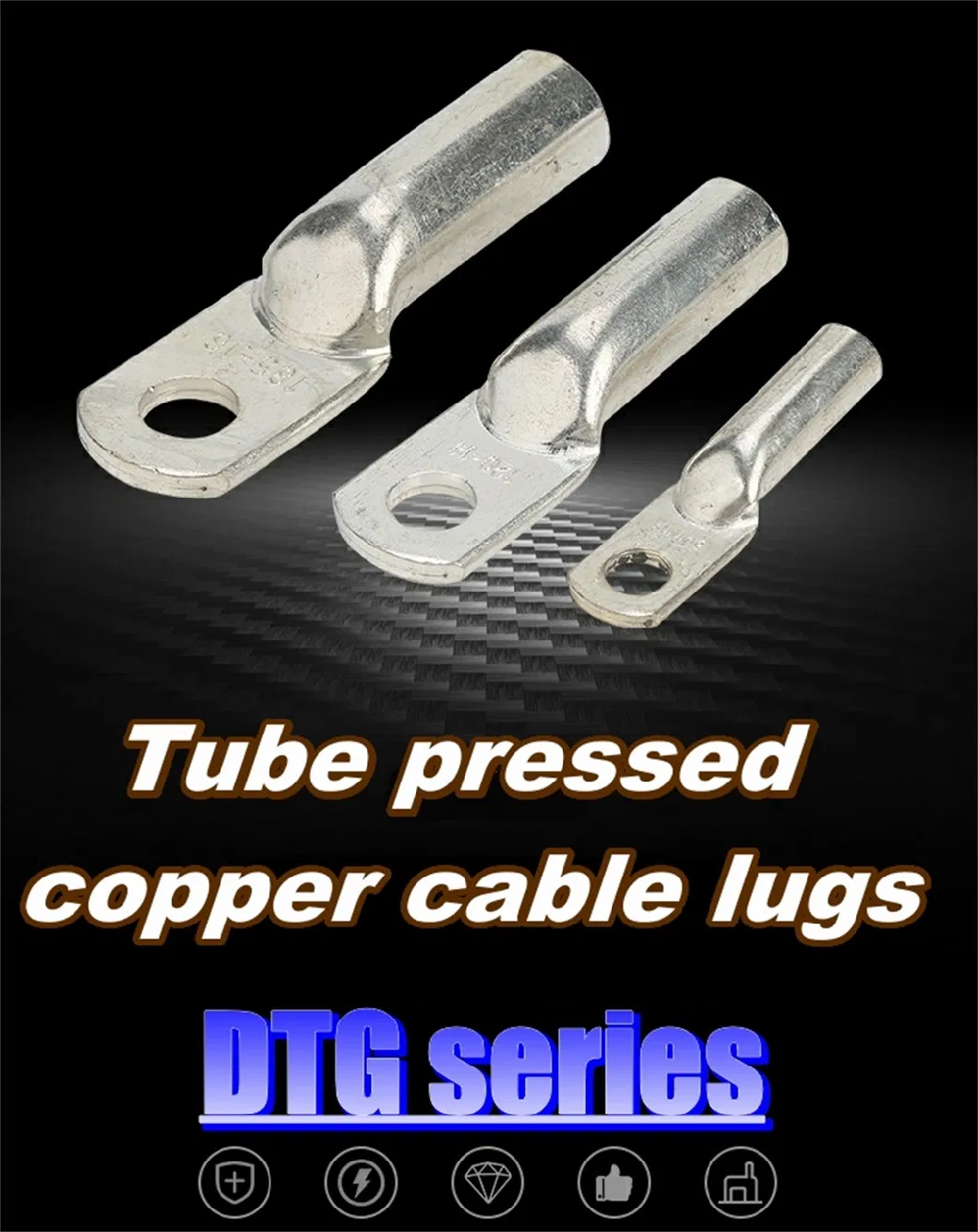 DTG 4-1000mm&sup2; 4.2-23mm Tube Pressed Copper Connecting Terminal Tinned Copper Cable Lug