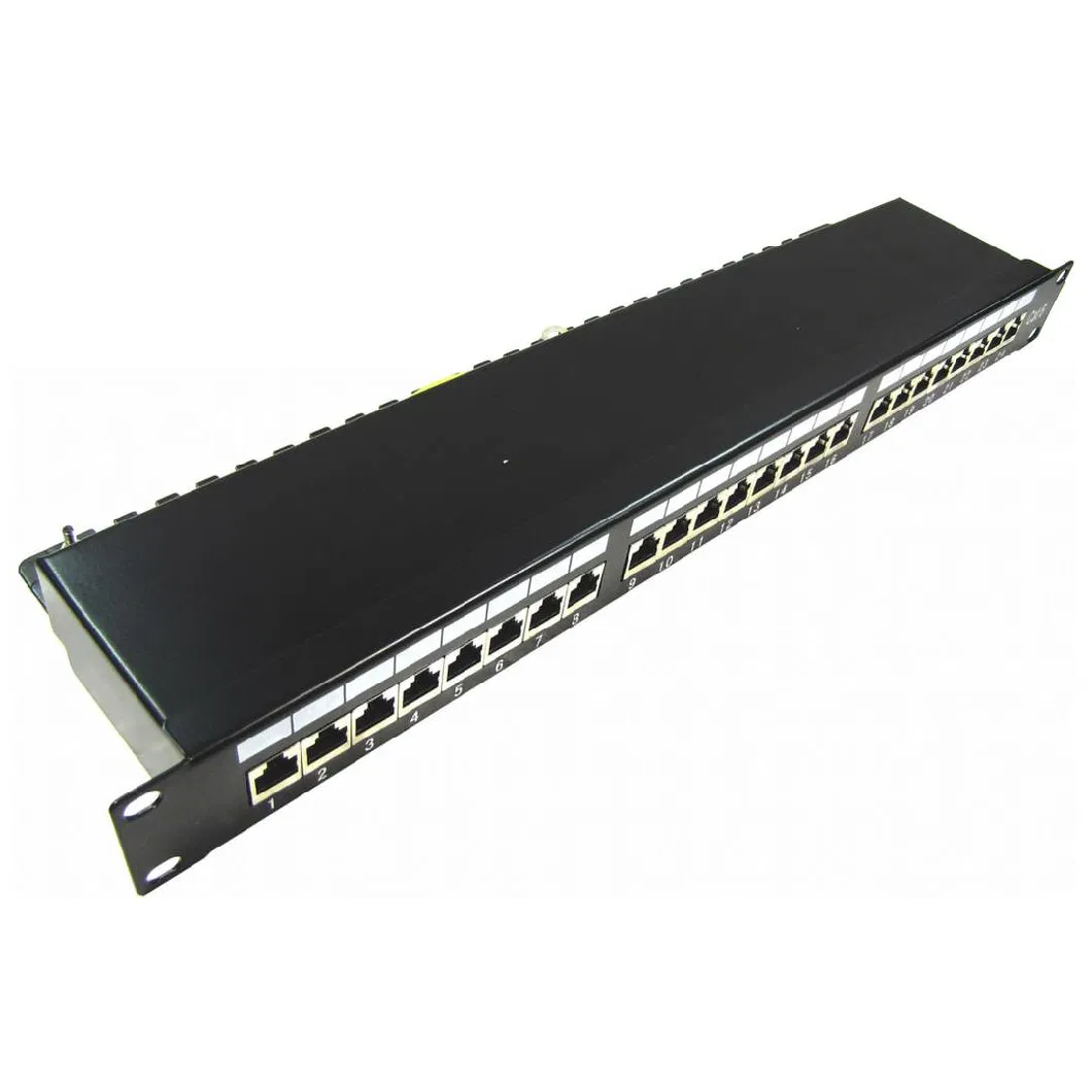 Patch Panel Rack 24 RJ45 Cat6 FTP 1U Black