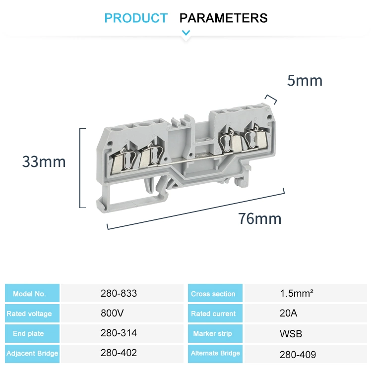 280-833 DIN Rail Type Spring Terminal Connector