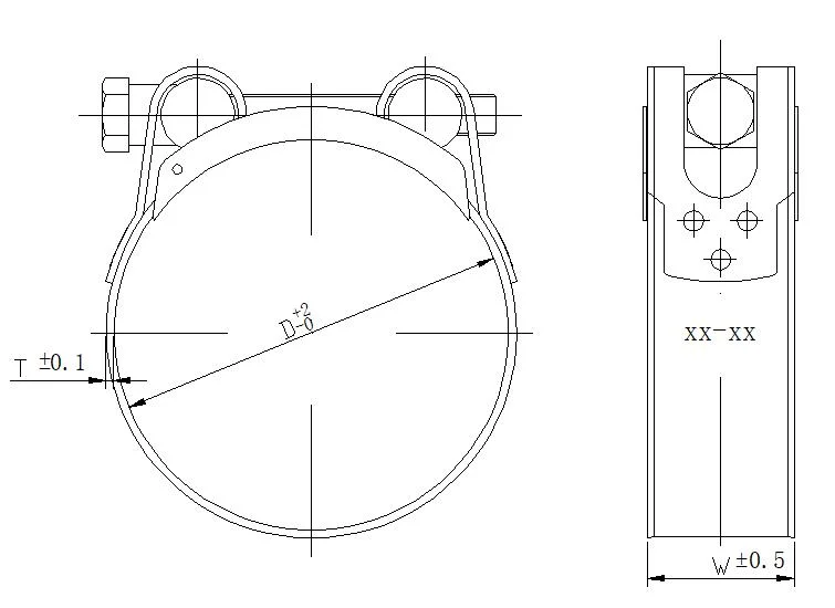 304ss Stainless Steel Heavy Duty Hose Clamp with Single Bolt