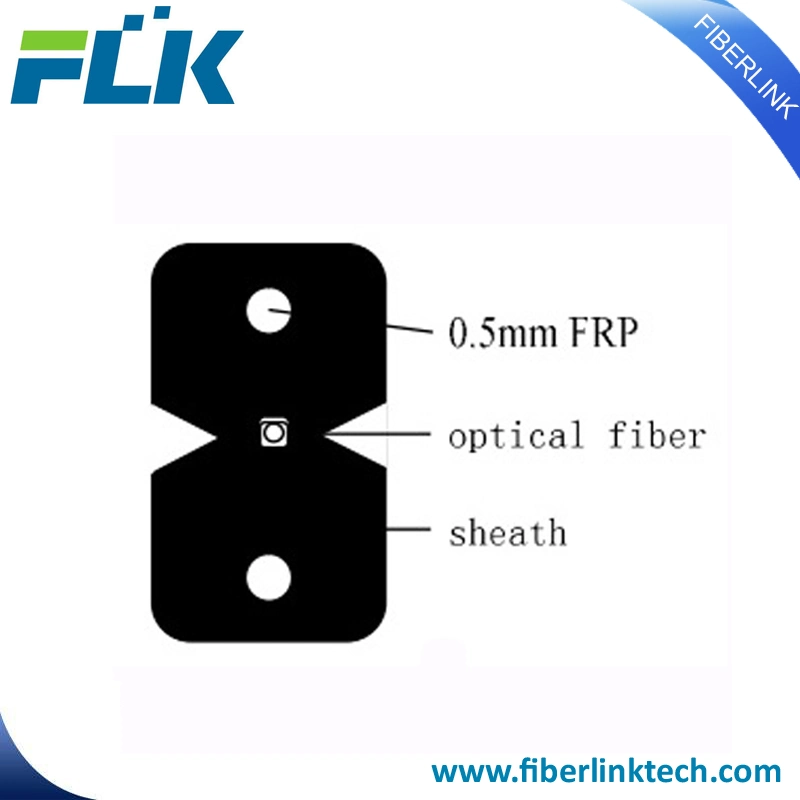 1-12 Fibers/Cores Flat Fiber Optic/Optical FTTH Drop Cable with Rip Cord