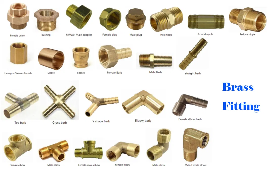 Brass Male Female Thread Copper Plumbing System Sanitary Elbow Pipe Cross Tee Fittings