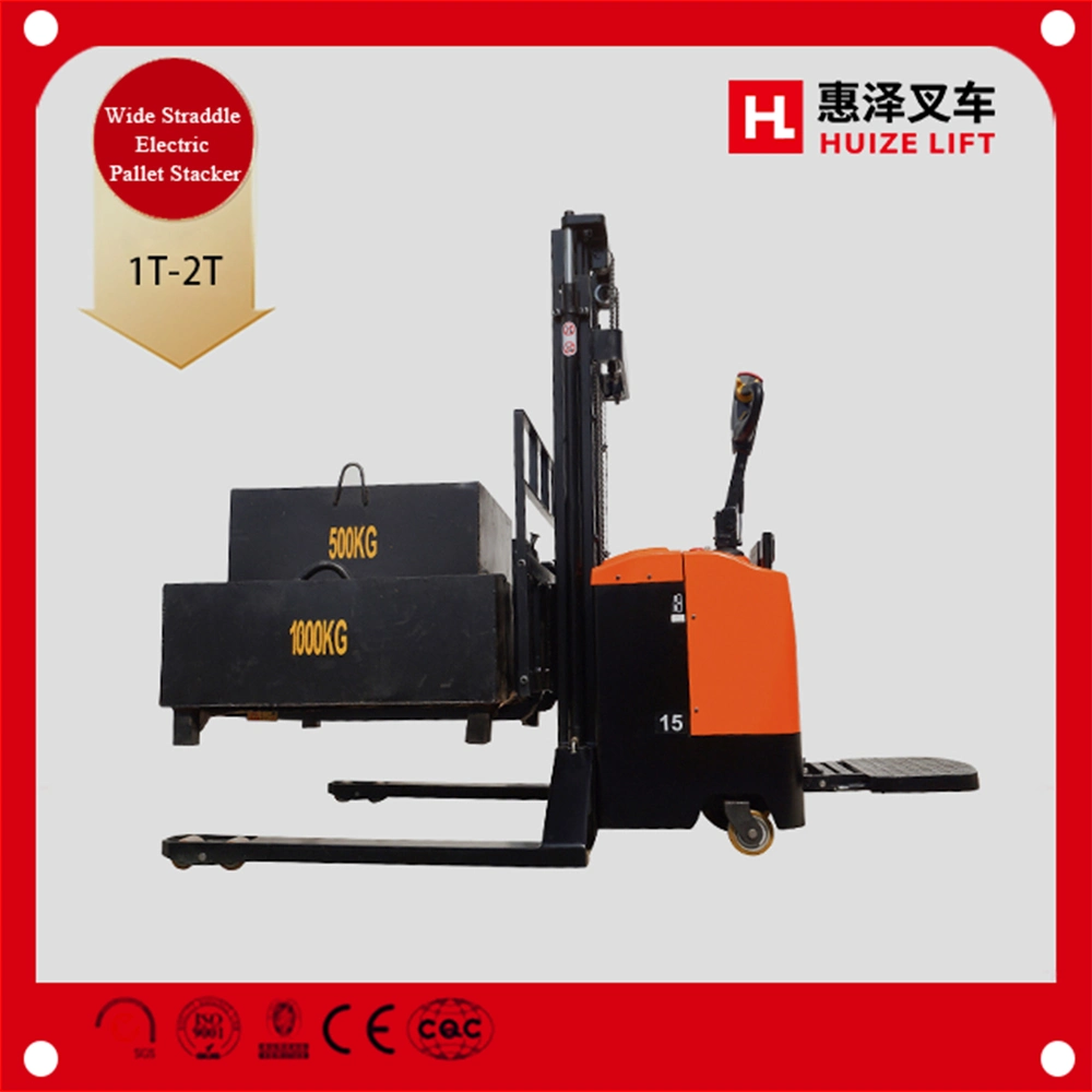 High Quality 1.5ton 5m Lifting Height Remote Control Electric Pallet Stacker