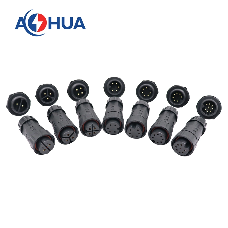 Aohua 8pin Power Signal Electrical Plug M20 Male Pin Panel Connector Wire Connection Solder Wire Way LED Junction Box Panel Receptacle