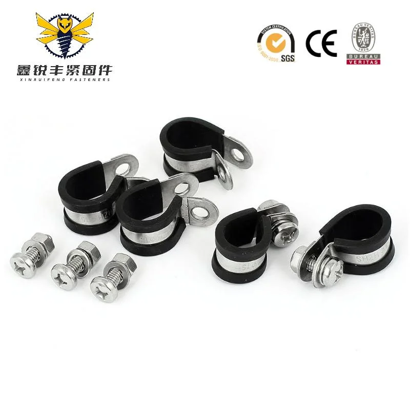 Galvanized Metal Conduit Stainless Steel Pipe Clips Plastic EPDM Rubber Lined R Hose Clamp Hanging Clamp with Rubber P-Clip