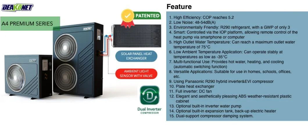 2.5~12.5kw R290 Hybrid (INVERTER+EVI) Air +Solar to Water Heat Pump-A4 Premium-10